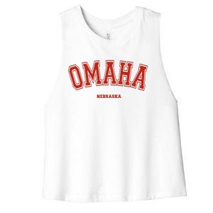 Omaha Nebraska Ne Red Letter Graphic On Omaha Women's Racerback Cropped Tank