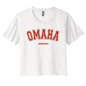 Omaha Nebraska Ne Red Letter Graphic On Omaha Women's Crop Top Tee