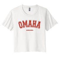 Omaha Nebraska Ne Red Letter Graphic On Omaha Women's Crop Top Tee