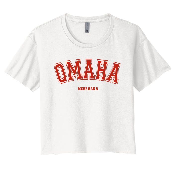 Omaha Nebraska Ne Red Letter Graphic On Omaha Women's Crop Top Tee