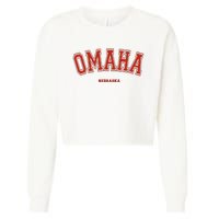 Omaha Nebraska Ne Red Letter Graphic On Omaha Cropped Pullover Crew