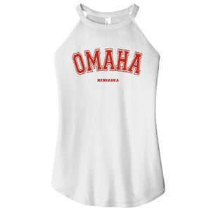 Omaha Nebraska Ne Red Letter Graphic On Omaha Women's Perfect Tri Rocker Tank