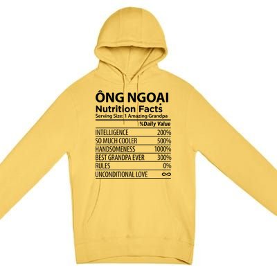 Ong Ngoai Nutrition Facts Vietnamese Grandpa Gift Premium Pullover Hoodie