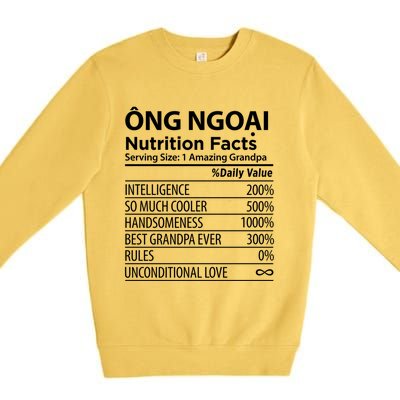 Ong Ngoai Nutrition Facts Vietnamese Grandpa Gift Premium Crewneck Sweatshirt