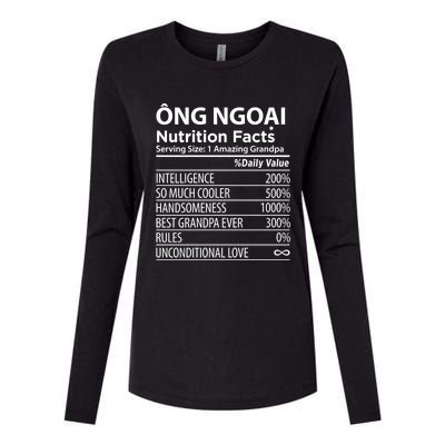 Ong Ngoai Nutrition Facts Vietnamese Grandpa Gift Womens Cotton Relaxed Long Sleeve T-Shirt