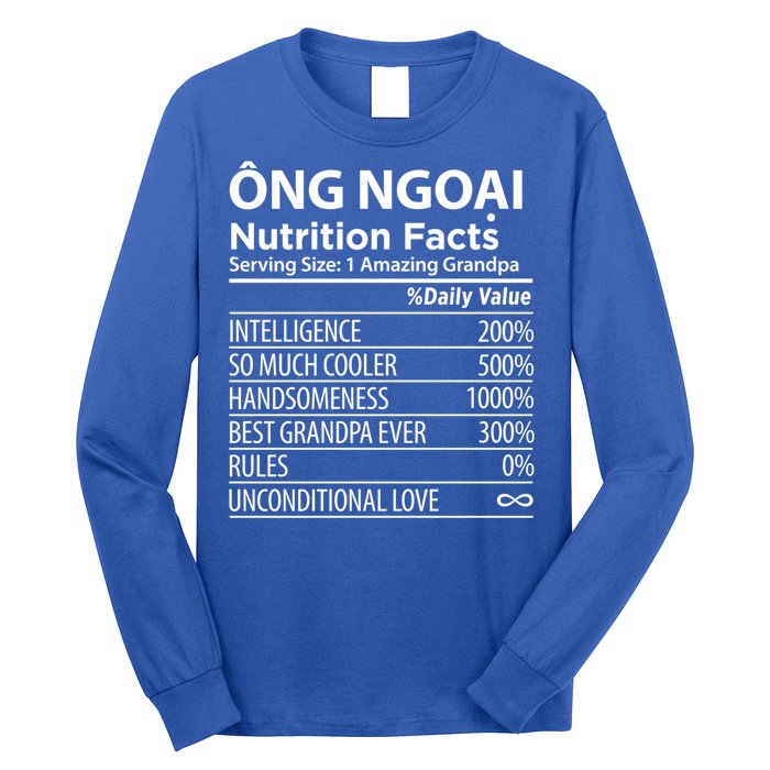 Ong Ngoai Nutrition Facts Vietnamese Grandpa Gift Long Sleeve Shirt