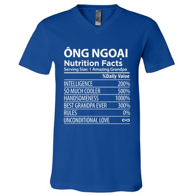 Ong Ngoai Nutrition Facts Vietnamese Grandpa Gift V-Neck T-Shirt