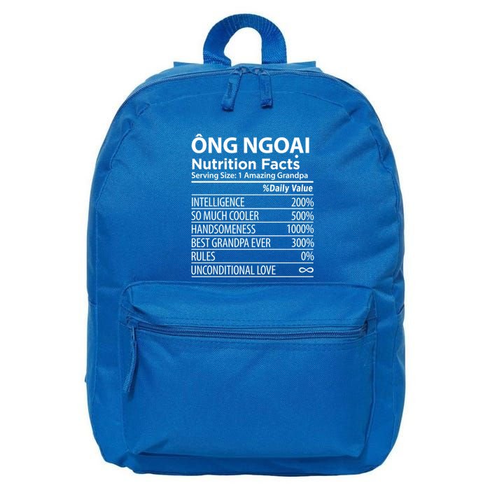 Ong Ngoai Nutrition Facts Vietnamese Grandpa Gift 16 in Basic Backpack