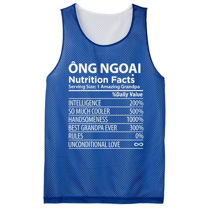 Ong Ngoai Nutrition Facts Vietnamese Grandpa Gift Mesh Reversible Basketball Jersey Tank