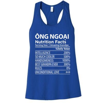 Ong Ngoai Nutrition Facts Vietnamese Grandpa Gift Women's Racerback Tank