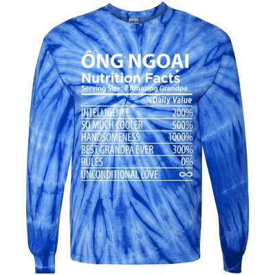 Ong Ngoai Nutrition Facts Vietnamese Grandpa Gift Tie-Dye Long Sleeve Shirt