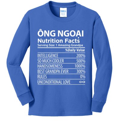 Ong Ngoai Nutrition Facts Vietnamese Grandpa Gift Kids Long Sleeve Shirt