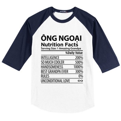 Ong Ngoai Nutrition Facts Vietnamese Grandpa Gift Baseball Sleeve Shirt