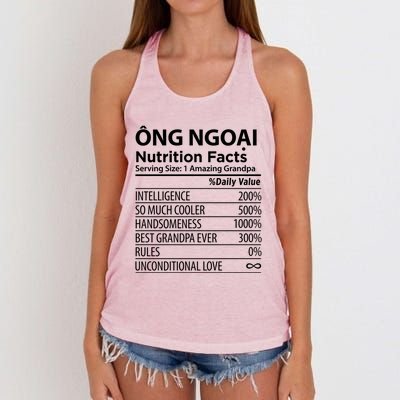 Ong Ngoai Nutrition Facts Vietnamese Grandpa Gift Women's Knotted Racerback Tank