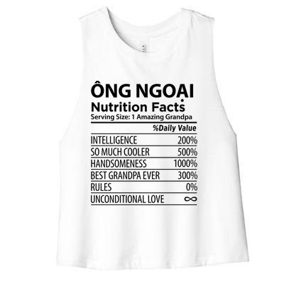 Ong Ngoai Nutrition Facts Vietnamese Grandpa Gift Women's Racerback Cropped Tank