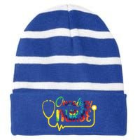 Oncology Nurse Oncologist Nurse Nursing School Gift Striped Beanie with Solid Band