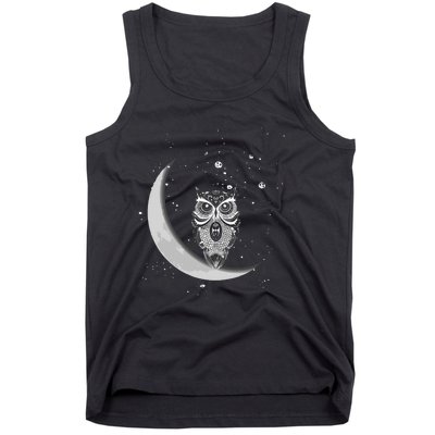 Owls Night Owls Owl At Night On Moon At Night Sky Tank Top