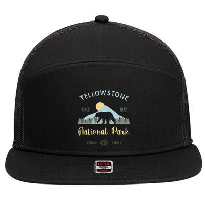 Outdoor National Park Yellowstone National Park 7 Panel Mesh Trucker Snapback Hat