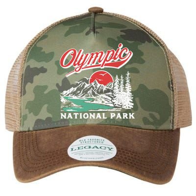 Olympic National Park Retro 80's Mountains Graphic Legacy Tie Dye Trucker Hat