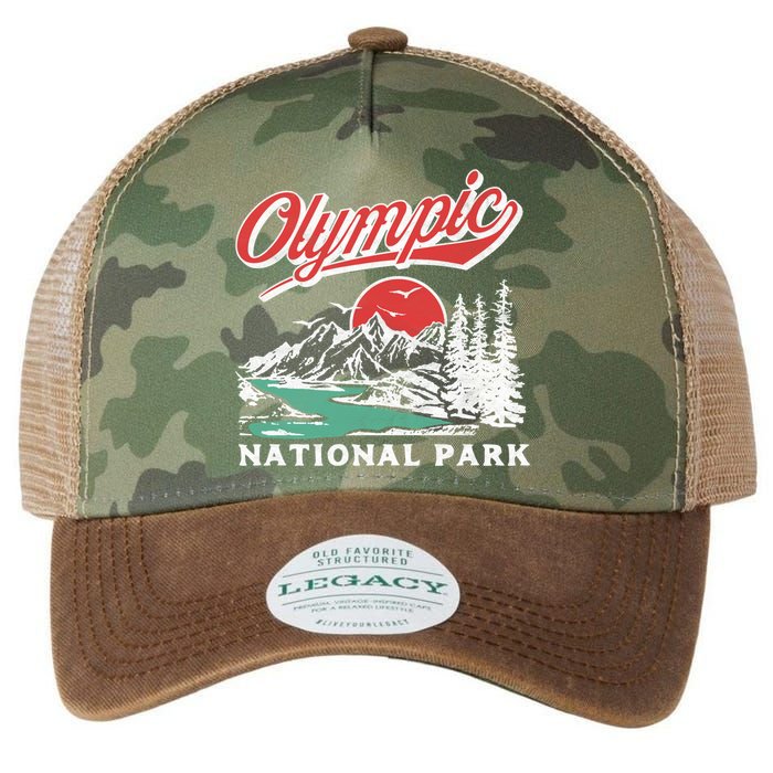 Olympic National Park Retro 80's Mountains Graphic Legacy Tie Dye Trucker Hat