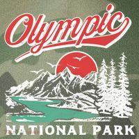 Olympic National Park Retro 80's Mountains Graphic Legacy Tie Dye Trucker Hat