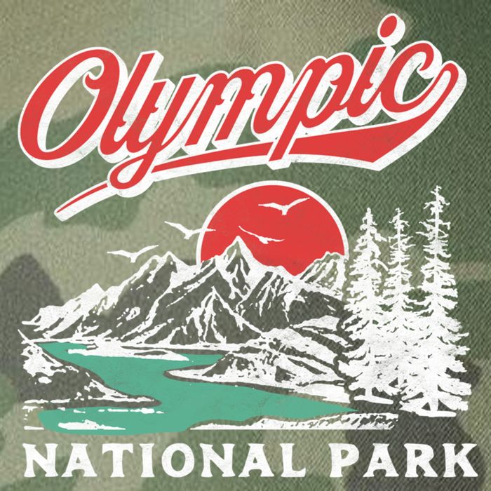 Olympic National Park Retro 80's Mountains Graphic Legacy Tie Dye Trucker Hat