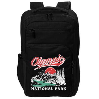 Olympic National Park Retro 80's Mountains Graphic Impact Tech Backpack