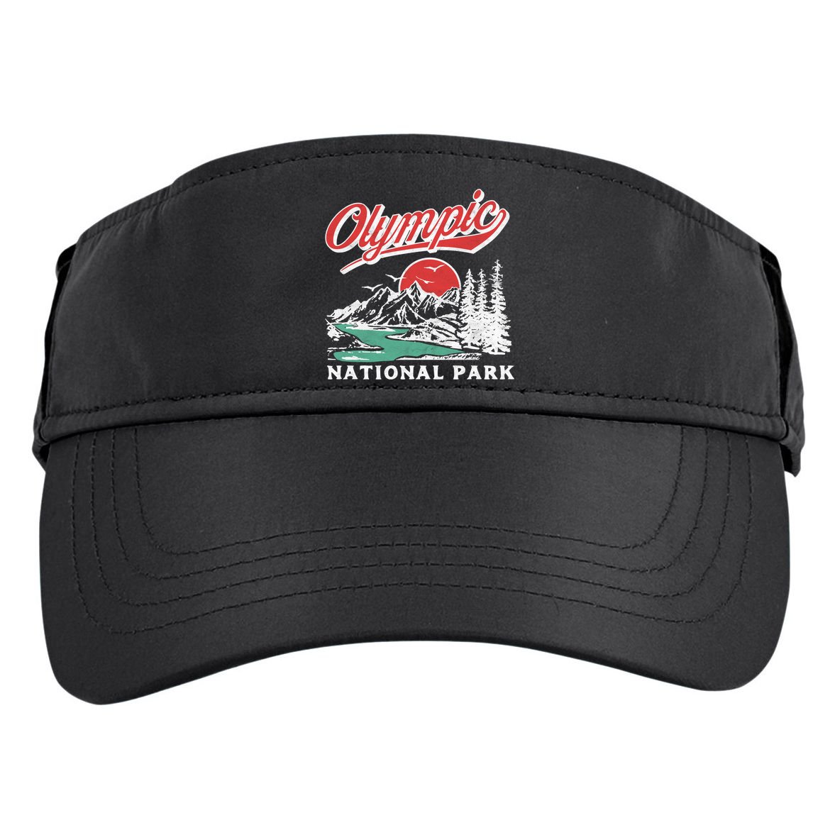 Olympic National Park Retro 80's Mountains Graphic Adult Drive Performance Visor