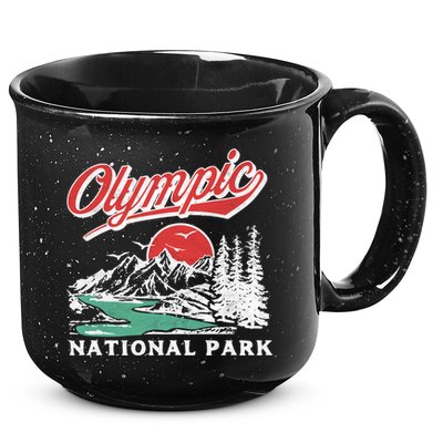 Olympic National Park Retro 80's Mountains Graphic 15oz Campfire Ceramic Mug