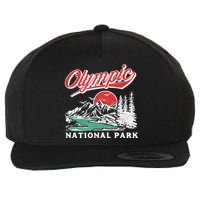Olympic National Park Retro 80's Mountains Graphic Wool Snapback Cap