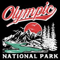 Olympic National Park Retro 80's Mountains Graphic Wool Snapback Cap