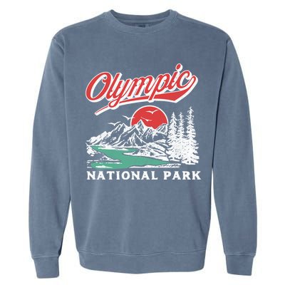 Olympic National Park Retro 80's Mountains Graphic Garment-Dyed Sweatshirt