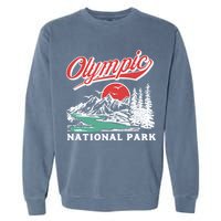 Olympic National Park Retro 80's Mountains Graphic Garment-Dyed Sweatshirt