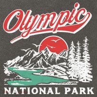 Olympic National Park Retro 80's Mountains Graphic Cotton Canvas Backpack