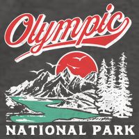 Olympic National Park Retro 80's Mountains Graphic Vector Backpack