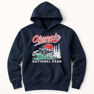 Olympic National Park Retro 80's Mountains Graphic Hoodie