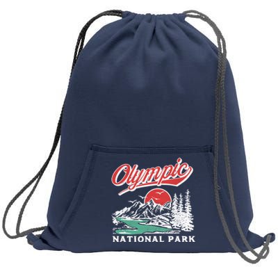 Olympic National Park Retro 80's Mountains Graphic Sweatshirt Cinch Pack Bag