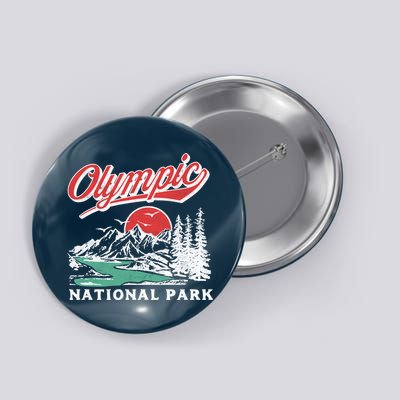 Olympic National Park Retro 80's Mountains Graphic Button