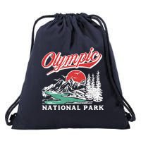 Olympic National Park Retro 80's Mountains Graphic Drawstring Bag