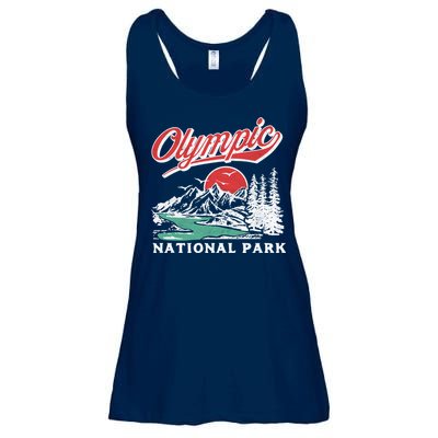 Olympic National Park Retro 80's Mountains Graphic Ladies Essential Flowy Tank