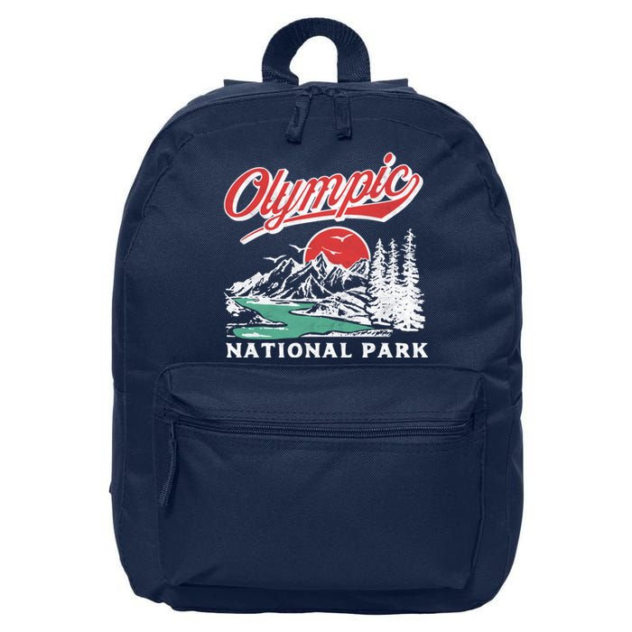 Olympic National Park Retro 80's Mountains Graphic 16 in Basic Backpack