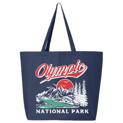 Olympic National Park Retro 80's Mountains Graphic 25L Jumbo Tote