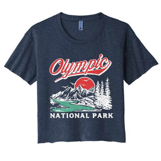 Olympic National Park Retro 80's Mountains Graphic Crop Top