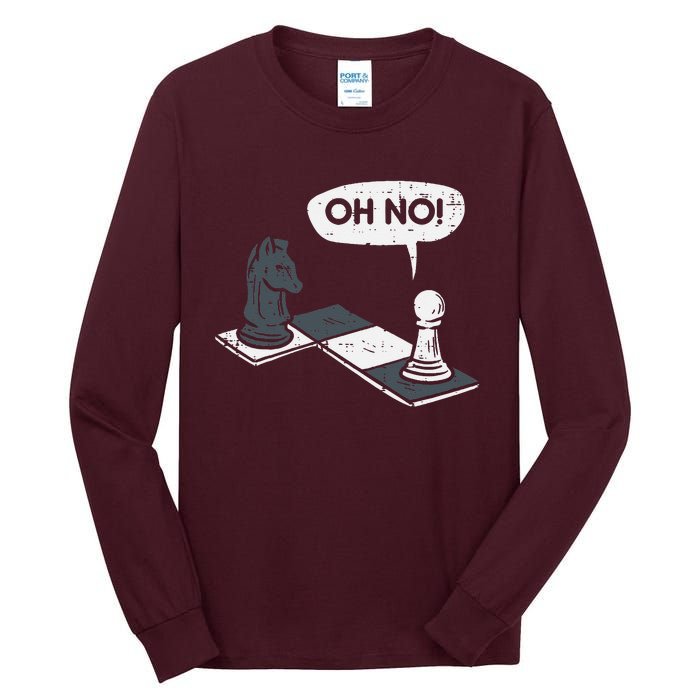 Oh No Pawn Knight Chess Game Player Master Tall Long Sleeve T-Shirt