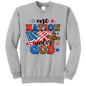 One Nation Patriotic Under God Flag 4th Of July Christian Tall Sweatshirt