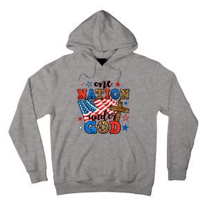 One Nation Patriotic Under God Flag 4th Of July Christian Tall Hoodie