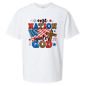 One Nation Patriotic Under God Flag 4th Of July Christian Sueded Cloud Jersey T-Shirt