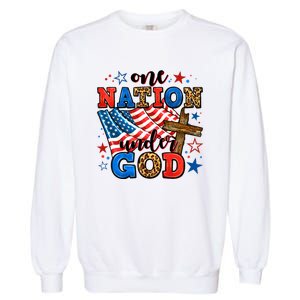 One Nation Patriotic Under God Flag 4th Of July Christian Garment-Dyed Sweatshirt