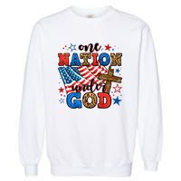 One Nation Patriotic Under God Flag 4th Of July Christian Garment-Dyed Sweatshirt