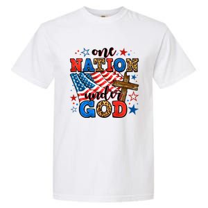 One Nation Patriotic Under God Flag 4th Of July Christian Garment-Dyed Heavyweight T-Shirt